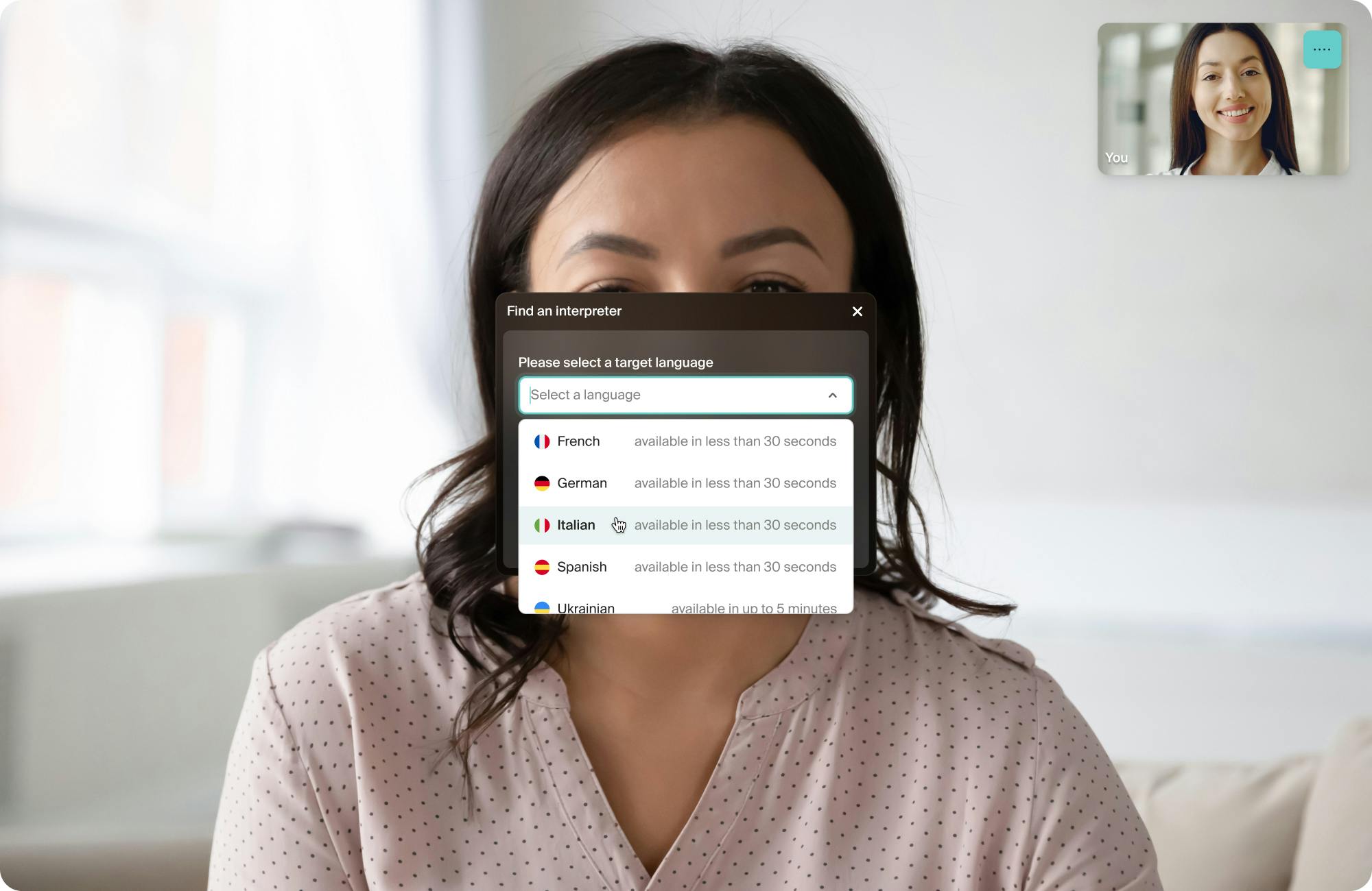 Find medical interpreters using a drop-down menu